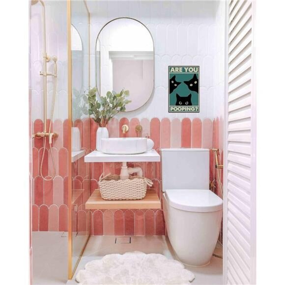 Black Cat Are You Pooping Funny Tin Signs Bathroom Wall Decor 8 x 12 Inch (918) - Picture 4 of 7